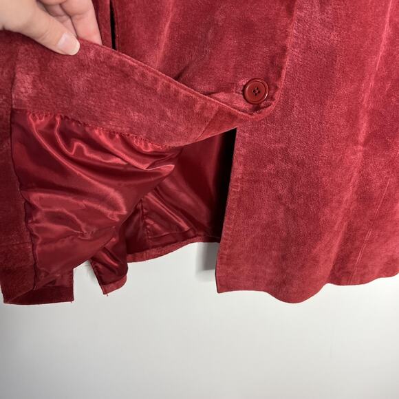 Relativity Jacket Womens XL Red Genuine Suede Leather Button Front Lined‎ - Picture 5 of 10